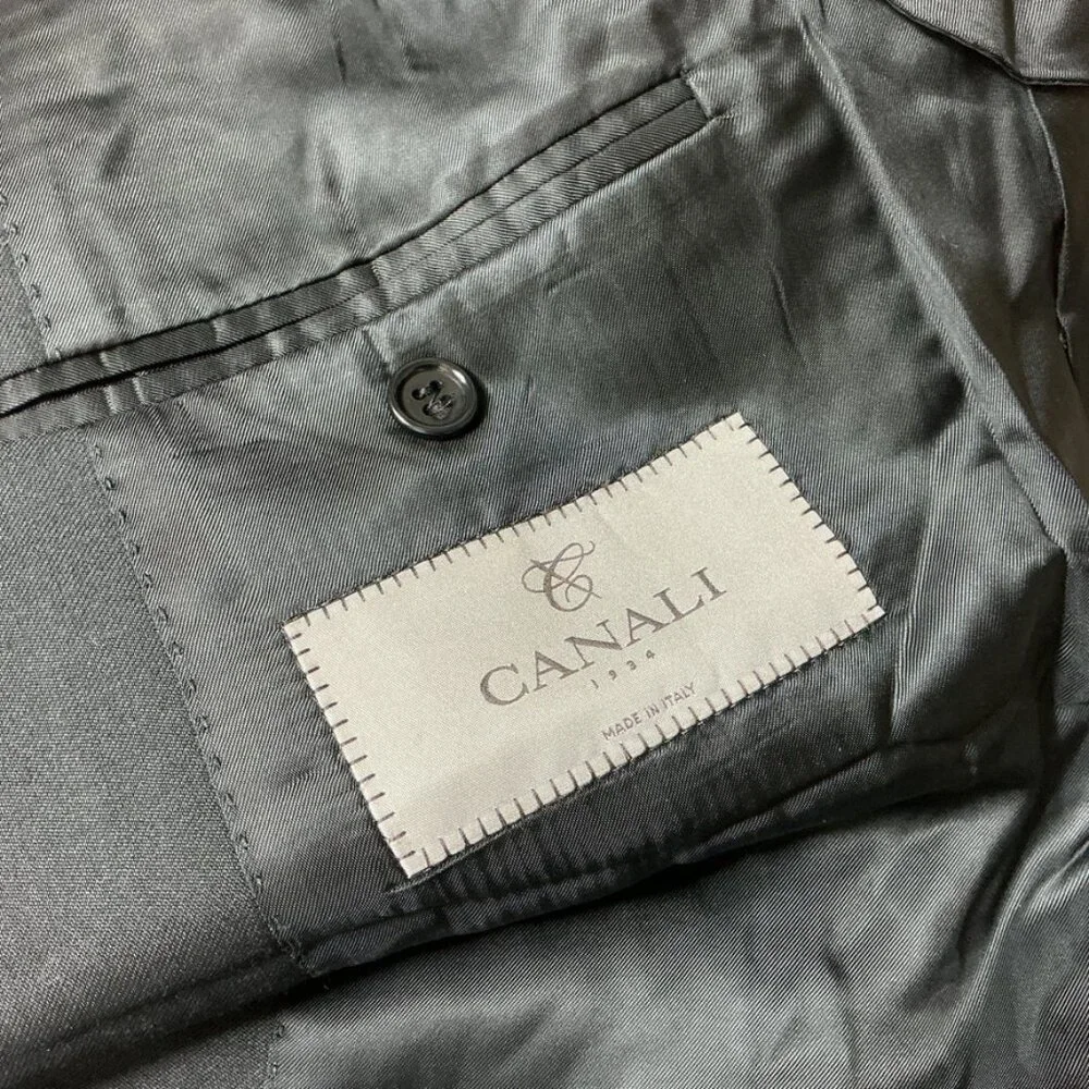 Canali Black Wool 2 Button Blazer Jacket IT 50 R Drop 7 US 40 R